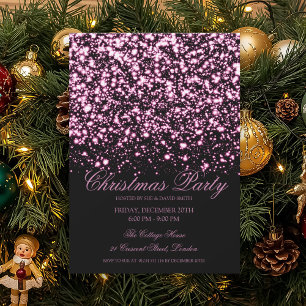 Elegant Hot Pink Midnight Glam Christmas Party  Invitation