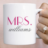Elegant Hot Pink Mrs Wedding Monogram