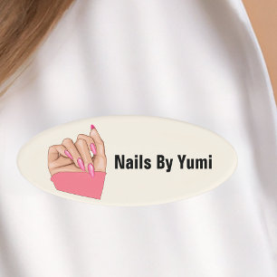 Elegant Hot Pink Nails Artist Professional Salon Name Tag