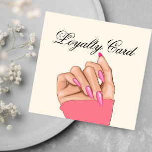 Elegant Hot Pink Nails Manicurist Loyalty Card