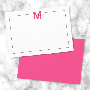 Elegant Hot Pink Script Monogram Card