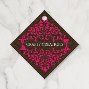 Elegant Hot Pink Swirls Flourish Hang Favour Tags