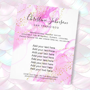 elegant hot pink watercolor faux glitter flyer