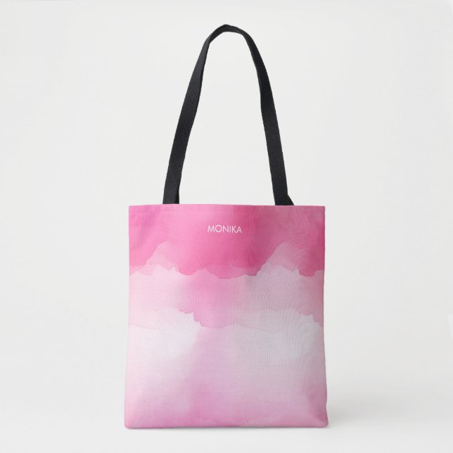 Elegant Hot Pink Watercolor Splash Personalised Tote Bag (Front)
