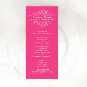 Elegant Hot Pink Wedding Monogram Dinner Menu