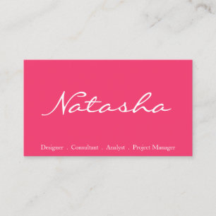 Elegant Hot Pink White Script Font Business Card
