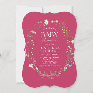 Elegant Hot Pink Wildflower Modern Baby Shower Invitation