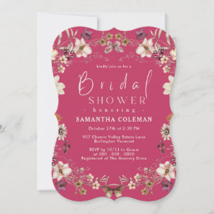 Elegant Hot Pink Wildflower Modern Bridal Shower Invitation