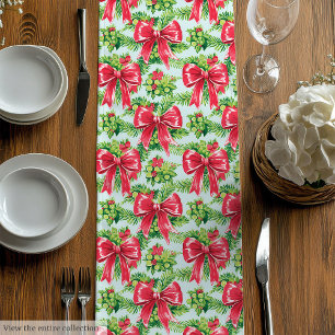 Elegant hot red pink preppy Christmas table runner