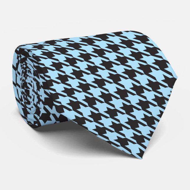 Elegant Houndstooth Pattern [black & custom colour Tie (Rolled)
