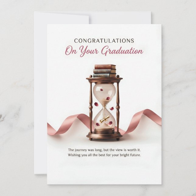 Elegant Hourglass Graduation Card  (Front)