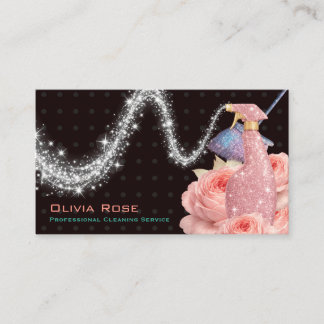 Elegant House Cleaning Floral Business Card