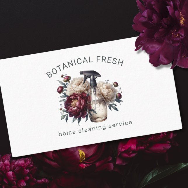 Elegant House Cleaning Service Floral Business Card (Creator Uploaded)