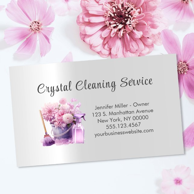 Elegant House Cleaning Service Floral Supplies Business Card (Creator Uploaded)