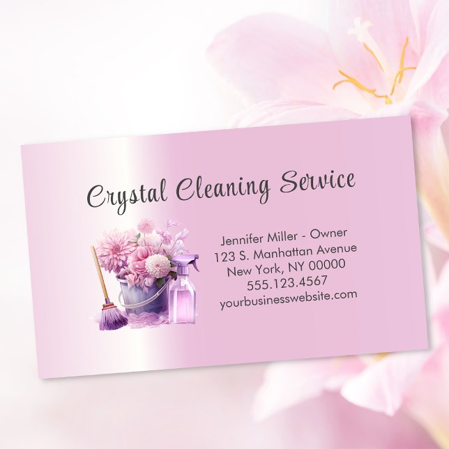 Elegant House Cleaning Service Floral Supplies Business Card (Creator Uploaded)