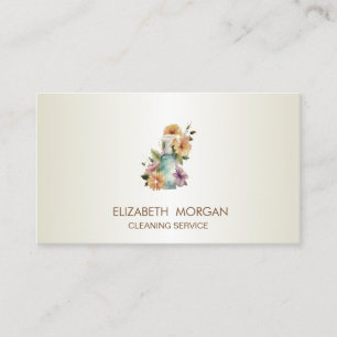 Elegant House Floral Spray Bottle Cleaning Business Card