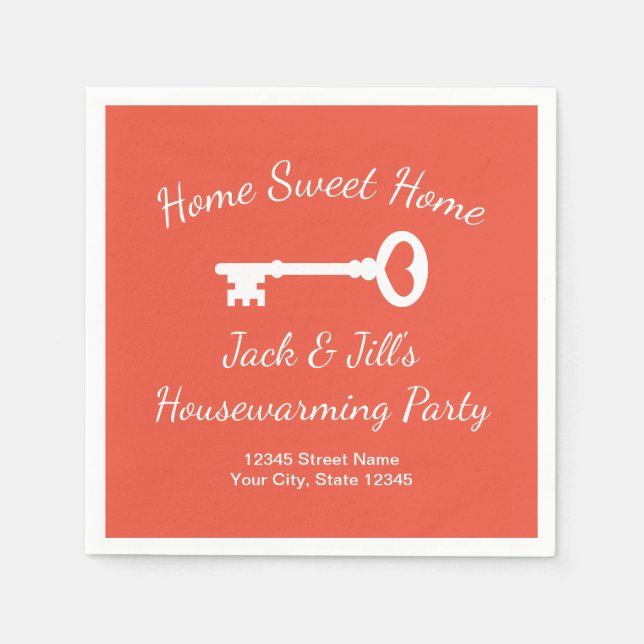Elegant housewarming party napkins for new home (Front)