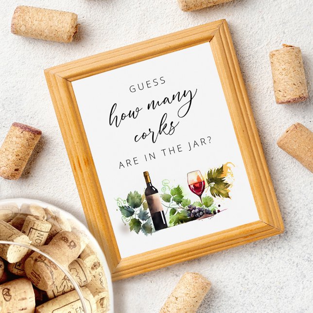 Elegant How Many Corks Winery Game Bridal Shower Poster (Creator Uploaded)