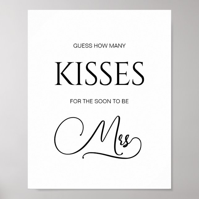 Elegant How Many Kisses Bridal Shower Game  Poster (Front)