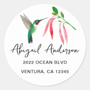 Elegant Hummingbird Address Classic Round Sticker
