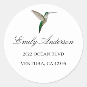 Elegant Hummingbird Address Classic Round Sticker