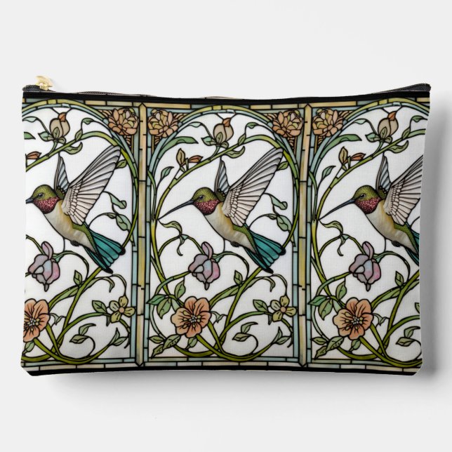Elegant hummingbird artwork botanical boho chic accessory pouch (Front)