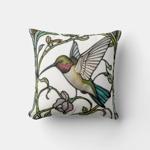 Elegant hummingbird artwork botanical boho chic cushion