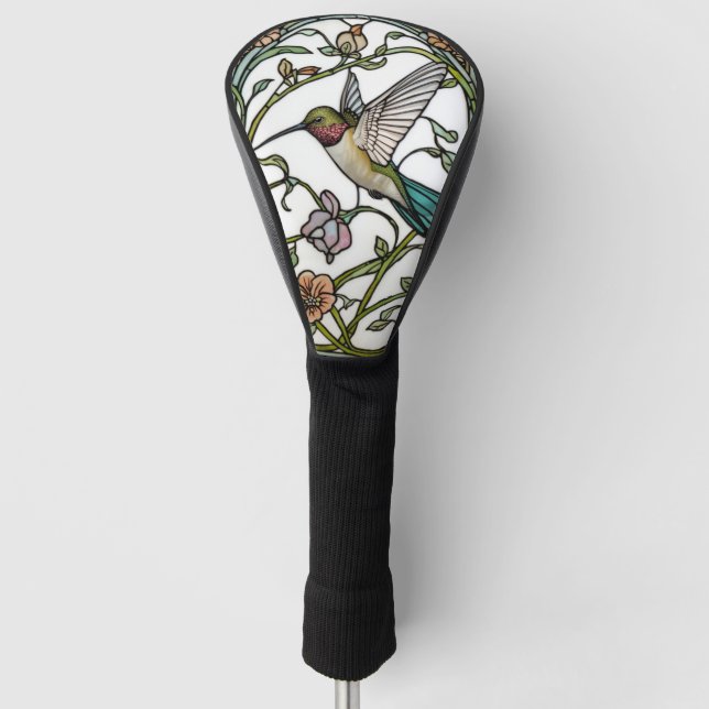 Elegant hummingbird artwork botanical boho chic golf head cover (Front)