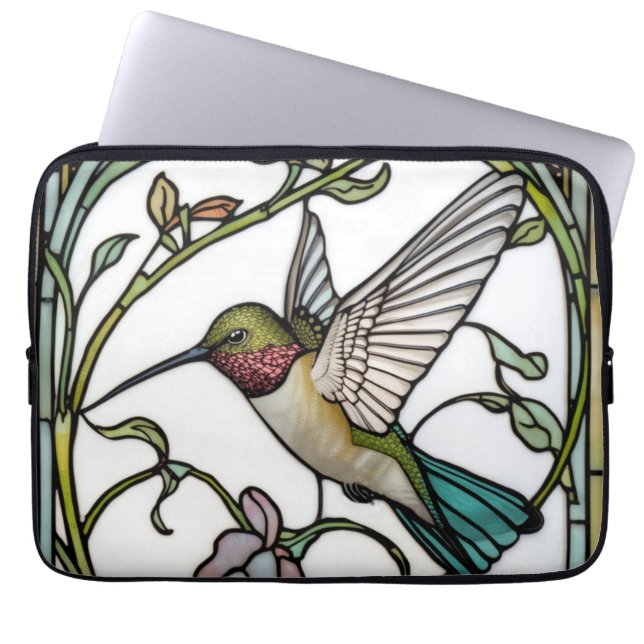 Elegant hummingbird artwork botanical boho chic laptop sleeve (Front)