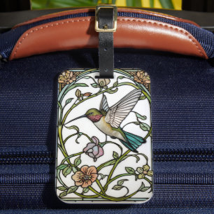 Elegant hummingbird artwork botanical boho chic luggage tag