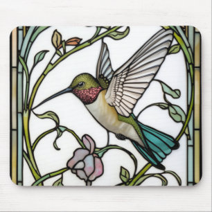 Elegant hummingbird artwork botanical boho chic mouse pad