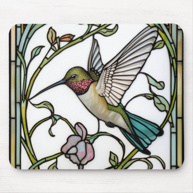 Elegant hummingbird artwork botanical boho chic mouse pad (Front)