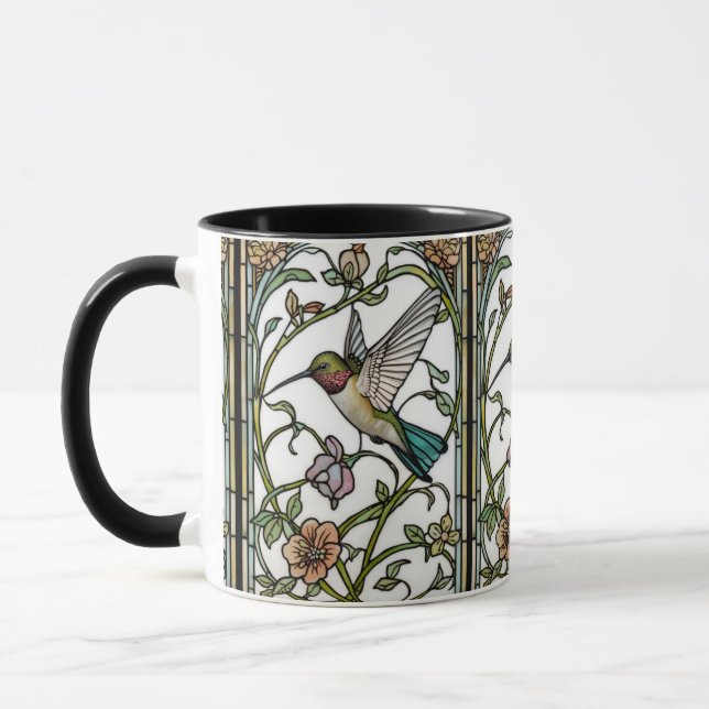 Elegant hummingbird artwork botanical boho chic mug (Left)