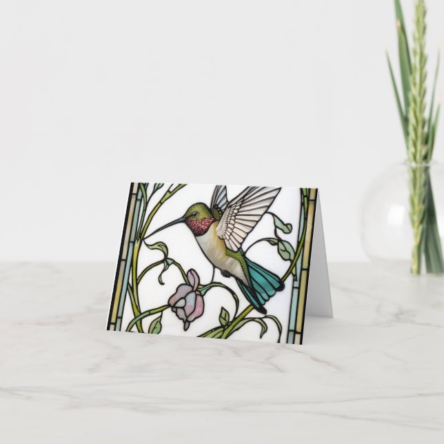 Elegant hummingbird artwork botanical boho chic thank you card (Front)