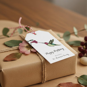 Elegant Hummingbird Birthday Gift Tags