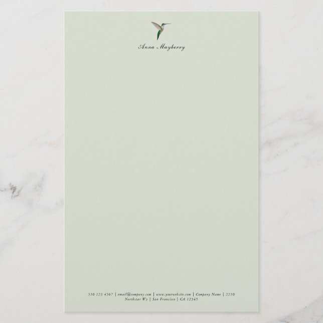 Elegant Hummingbird  Letterhead (Front)