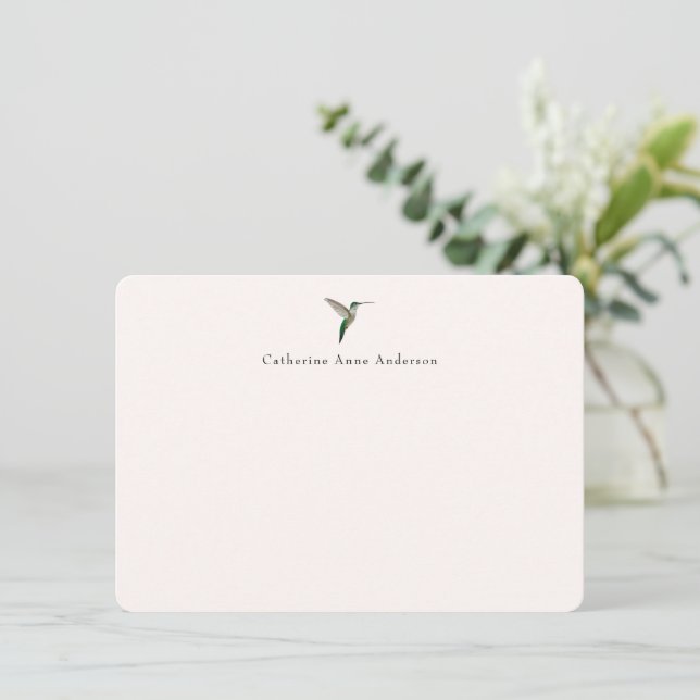Elegant Hummingbird  note card (Standing Front)