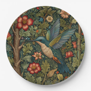 Elegant hummingbird romantic boho chic paper plate