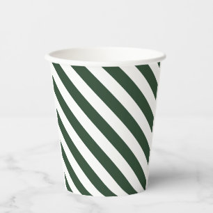 Elegant Hunter Green and White Striped Pattern Paper Cups