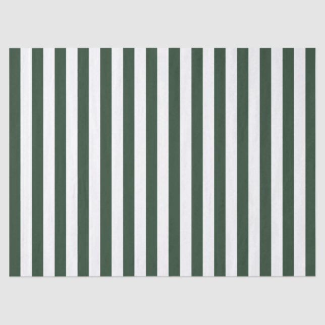 Elegant Hunter Green and White Striped Pattern Tissue Paper (Front)