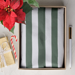 Elegant Hunter Green and White Striped Pattern Tissue Paper