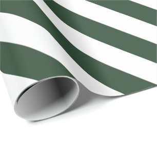 Elegant Hunter Green and White Striped Pattern Wrapping Paper