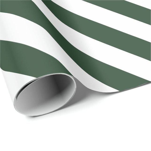 Elegant Hunter Green and White Striped Pattern Wrapping Paper (Roll Corner)