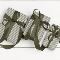 Elegant Hunter Green and White Thin Striped