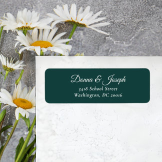 Elegant Hunter Green Custom Wedding Return Address