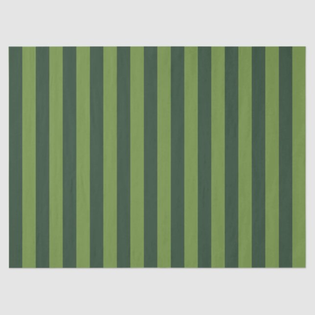 Elegant Hunter Green Garden Green Stripe  Tissue Paper (Front)