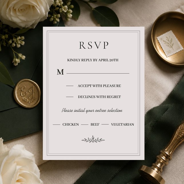 Elegant Hunter Green Monogram Wedding RSVP Card (Elegant Hunter Green Monogram Wedding RSVP Card #rsvpcard)
