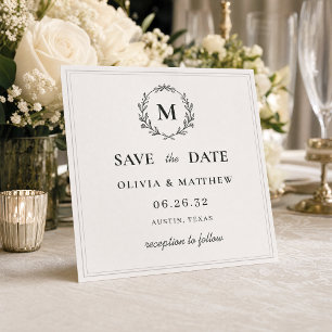 Elegant Hunter Green Monogram Wedding Save The Date