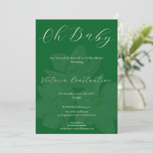 Elegant Hunter Green Oh Baby Shower Invitation