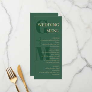 Elegant Hunter Green Tan Typography Wedding Menu